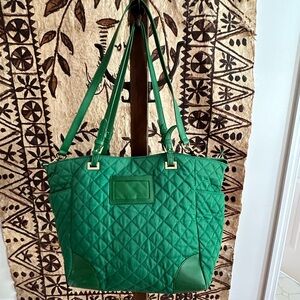 MZ Wallace Kelly Green Bedford quilted City Tote with change purse and dust bag
